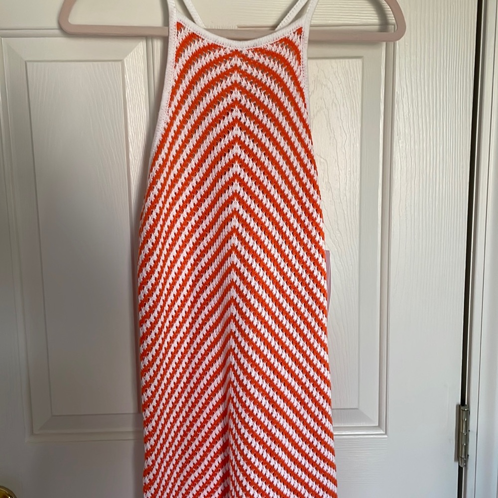 White/orange chevron knit dress from JustFab